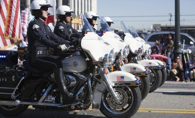 motorcycles cops in a parade